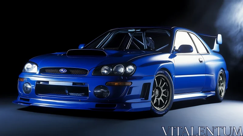 Electric blue rally icon glows under dramatic studio light