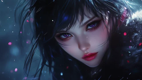 Midnight-eyed sorceress quietly unravels the winter storm