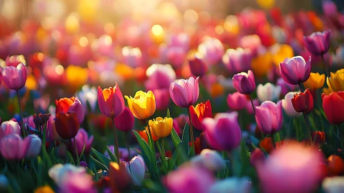Vibrant Tulip Field in Spring Bloom