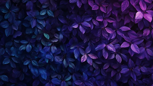 Bioluminescent foliage gradient in deep blue to violet tones