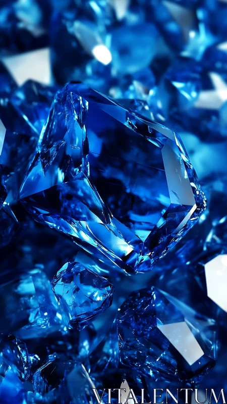 Glistening blue gemstones sparkle in a vivid crystal cluster