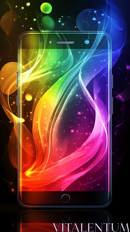 Smartphone display channels neon spectral light streams