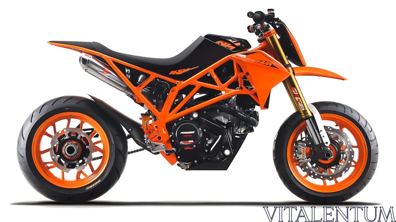 Aggressive orange street motorcycle stands poised for speed