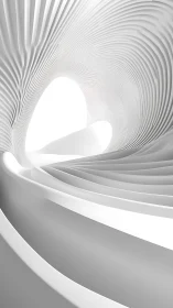 Futuristic white tunnel curves frame bright abstract opening
