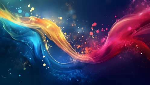 Colorful flowing light ribbons dance across a dreamy night sky