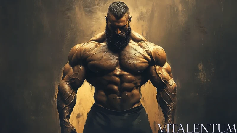 Muscular male bodybuilder rendered in dramatic digital painting
