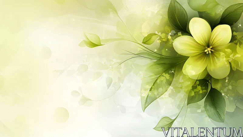 Delicate Yellow Blooms Nestled in Soft Green Tranquility.