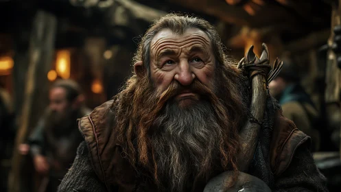 Weathered dwarf warrior rendered with high-detail photorealism