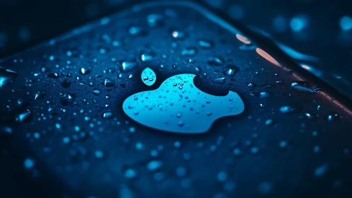 Glowing Blue Bacteria or Microorganism with Water Droplets.