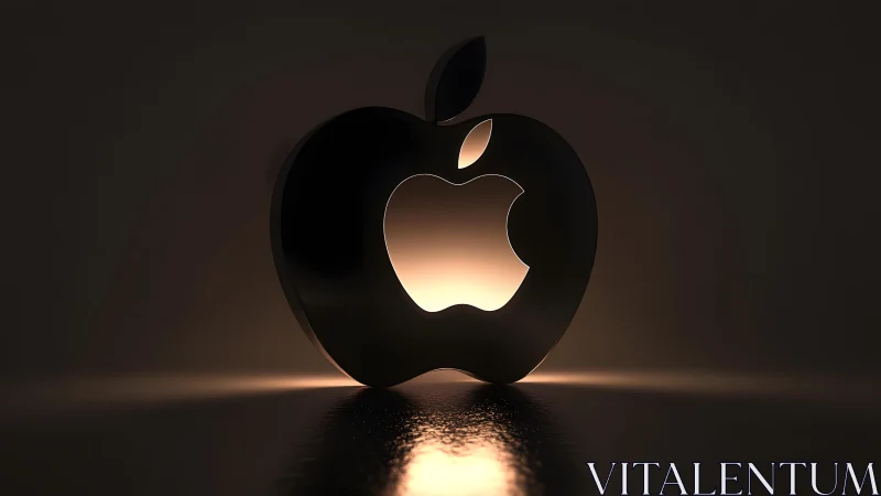 Sleek 3D Apple Logo Render with Dramatic Lighting Effect.