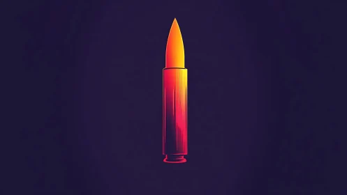 Luminous gradient bullet cartridge on deep violet field.