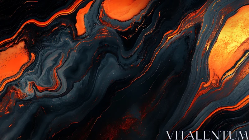 Molten river of ember light carves through midnight stone