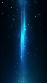 Vertical cyan energy beam rendered with starfield particle effects