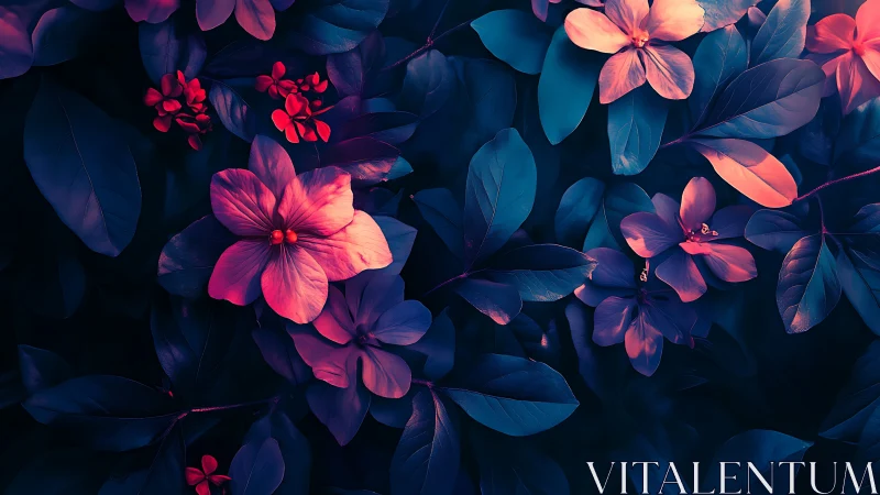 Neon Floral Luminescence: Digital Botanical Study.