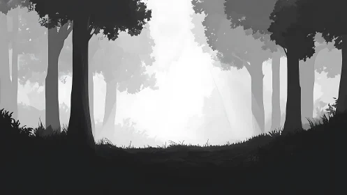 Misty Forest Passage Beckons Through Towering Sentinels
