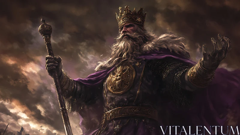 Storm-crowned elder king commands a twilight thunder realm.
