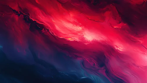 Red and navy abstract fluid digital painting composition.