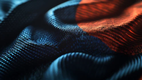 Undulating blue fabric mesh renders hyperreal woven topology