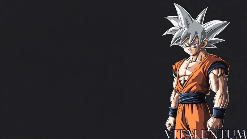 Silver-haired anime warrior poised in silent cosmic focus.