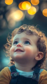 Child's Wonder: Golden Bokeh Moment of Youthful Discovery