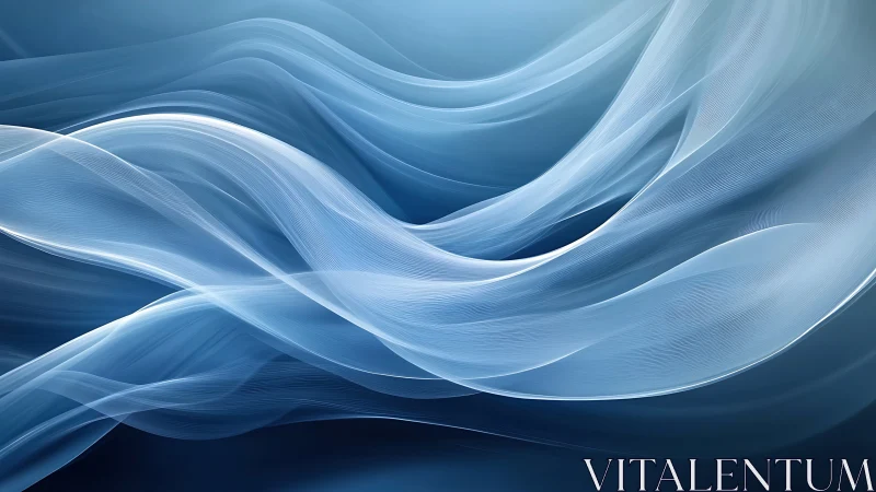 Abstract translucent blue wave forms on dark gradient field.