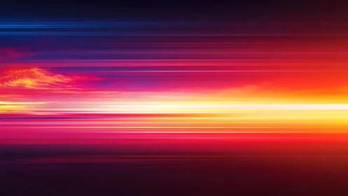 Vibrant Abstract Sunset With Horizontal Light Streaks Digital Art.