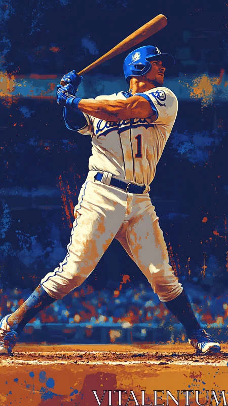 Baseball slugger winds up in bold electric team colors.