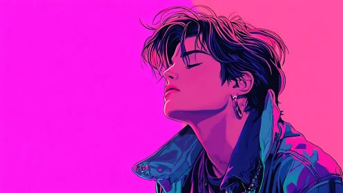 Soft neon moment captures a calm, reflective side of youth