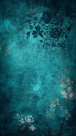 Floral shadows drift across a weathered turquoise dream