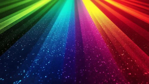 Prismatic light beams sweep glittering spectrum field.