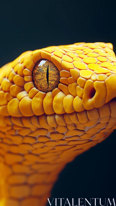 Close macro view depicts detailed yellow serpent head structure