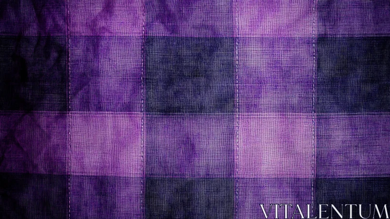 Purple and black checked fabric texture background pattern.