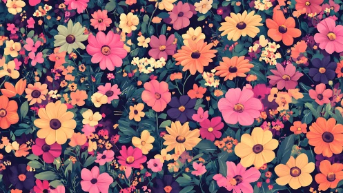 Radiant Bloom Symphony: Jewel-Toned Wildflower Garden Explosion