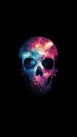 Cosmic nebula skull glows against deep black background