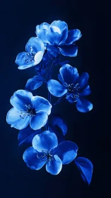 Blue Floral Bloom Study: Five-Petaled Botanical Specimen Against Void