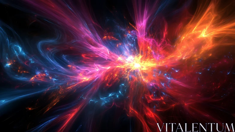 Cosmic energy burst ignites radiant neon plasma storm.
