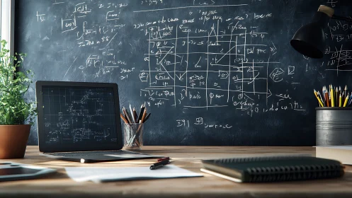 Curious workspace welcomes late night math ideas and notes