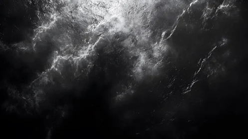 Dark Abstract Ocean Surface with Dramatic Lighting Effects.