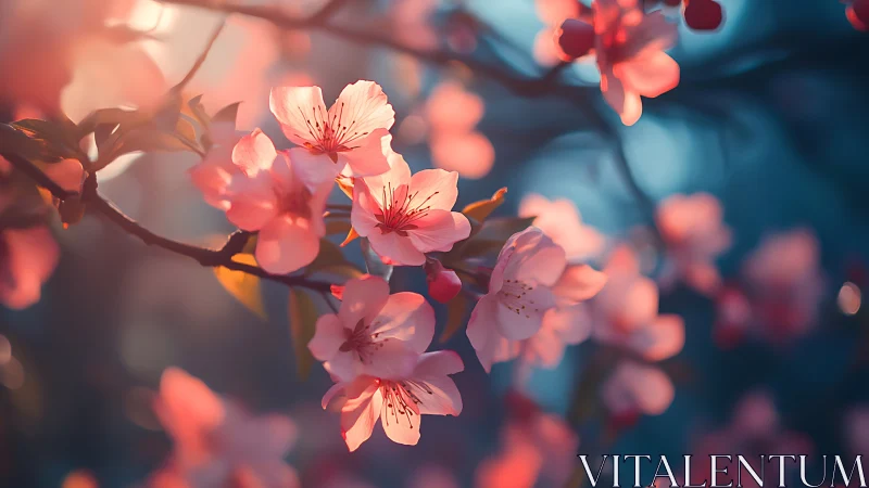 Spring Blossoms Glowing in Golden Light