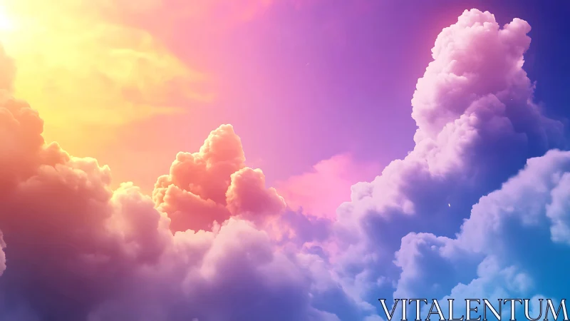 Colorful sunset clouds in vivid pink, purple, and gold sky.