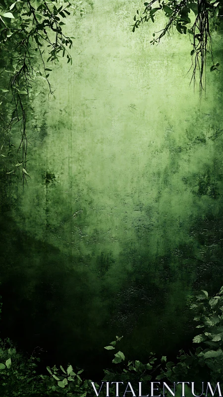 Verdant foliage framing textured emerald backdrop.