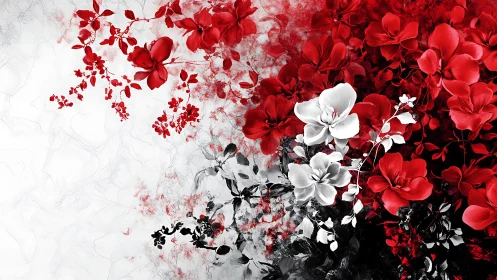 Red Floral Gradient with White Accent Flowers