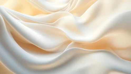 Soft Cream Silk Fabric Folds in Gentle Abstract Style.