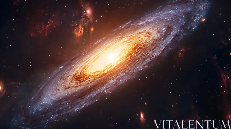 Swirling stellar galaxy with radiant molten core in space.