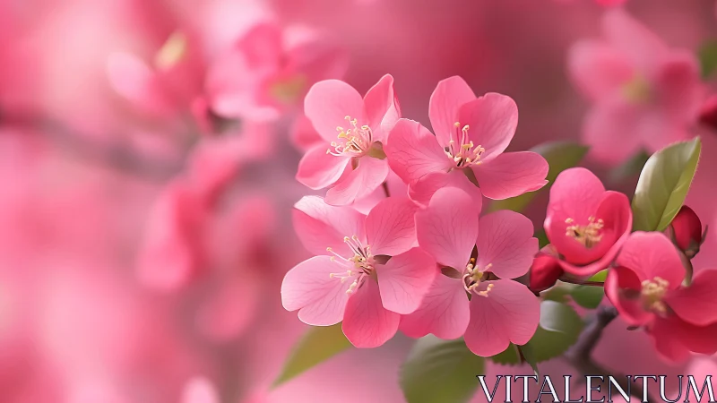 Pink flowering shrub clusters captured in shallow depth of field focus.