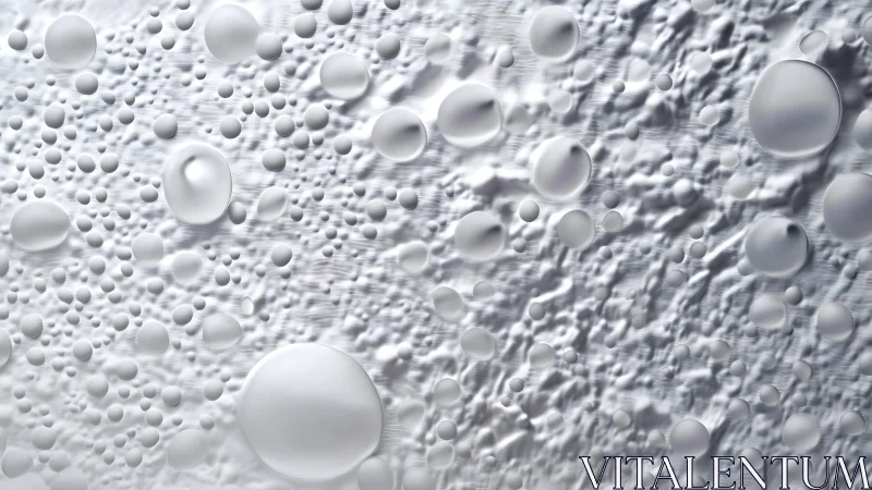 Translucent droplets scatter across textured white surface