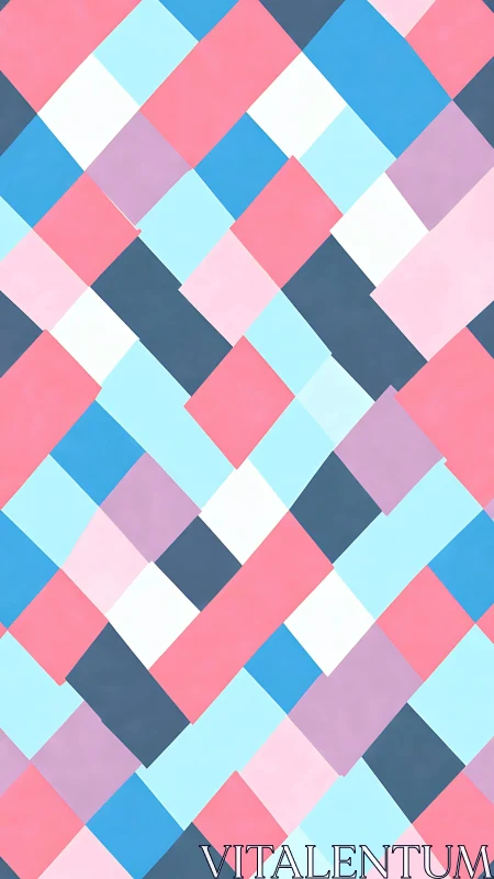 Geometric pastel block lattice forms diagonal interlocking pattern