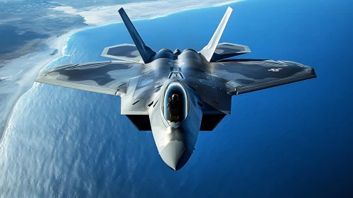 Stealth fighter jet rendered in high-contrast photorealistic detail