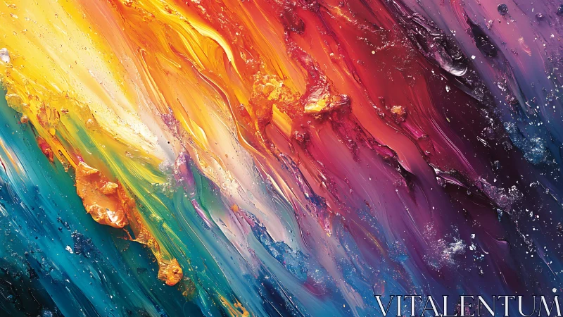 Prismatic tides of molten color carve a cosmic horizon.