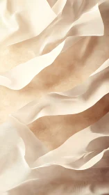 Soft ivory fabric waves float over warm textured ground
